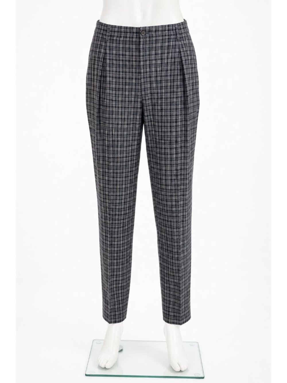 Vintage 90s Susan Bristol Cotton Check Pants 10 Black Gray Country Twee Preppy